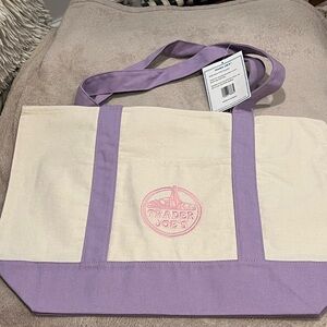 Lavender Accent Canvas Tote - Cream & Lavender
